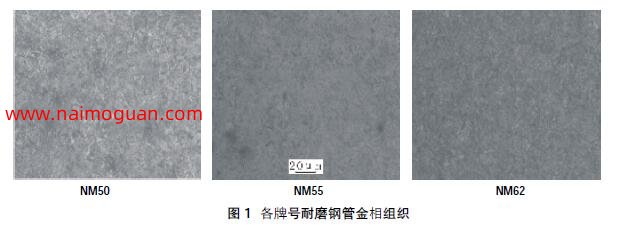 图1 各牌号耐磨钢管金相组织